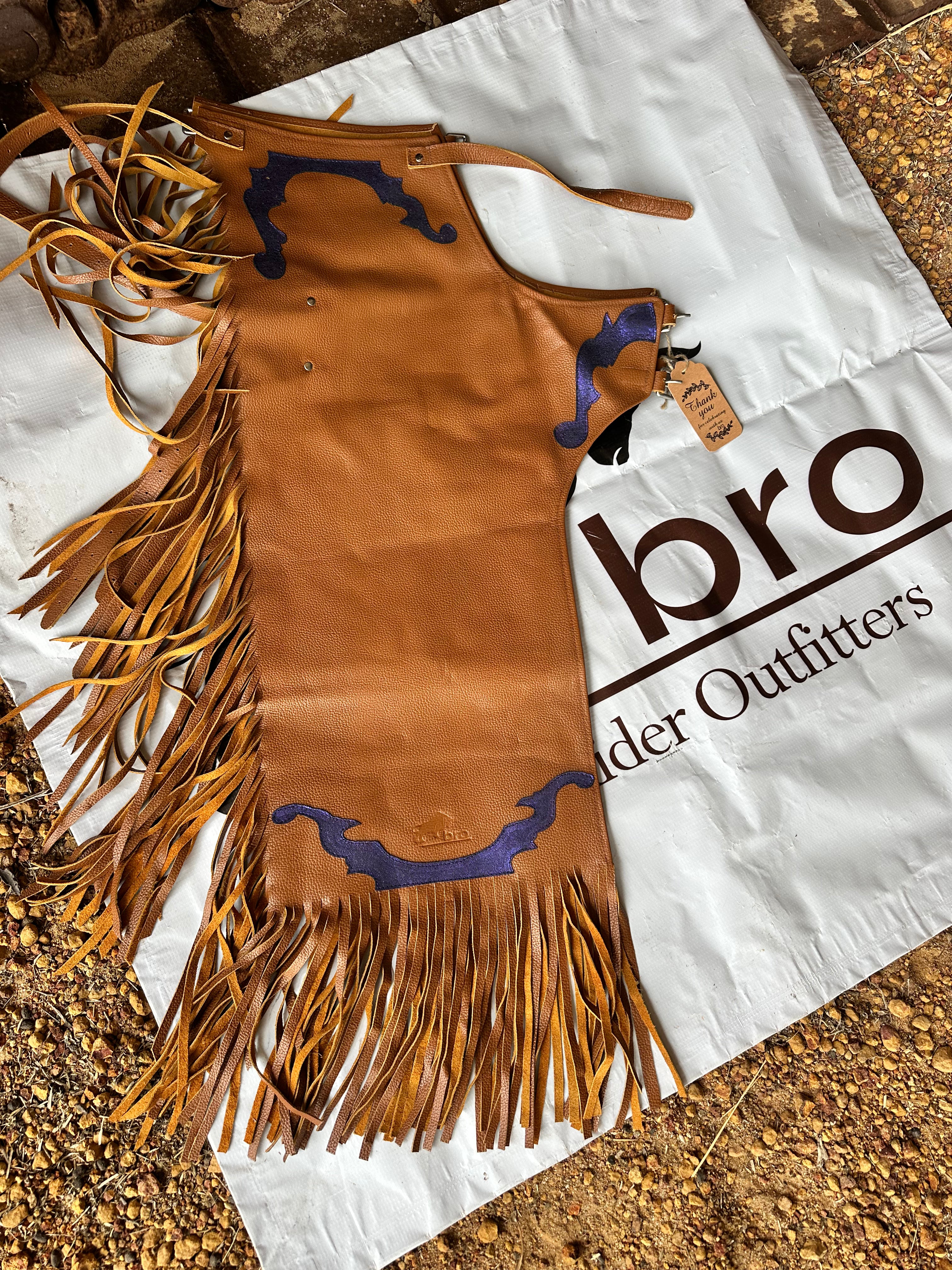 BRO Chaps Tan with Blue Trim - Child