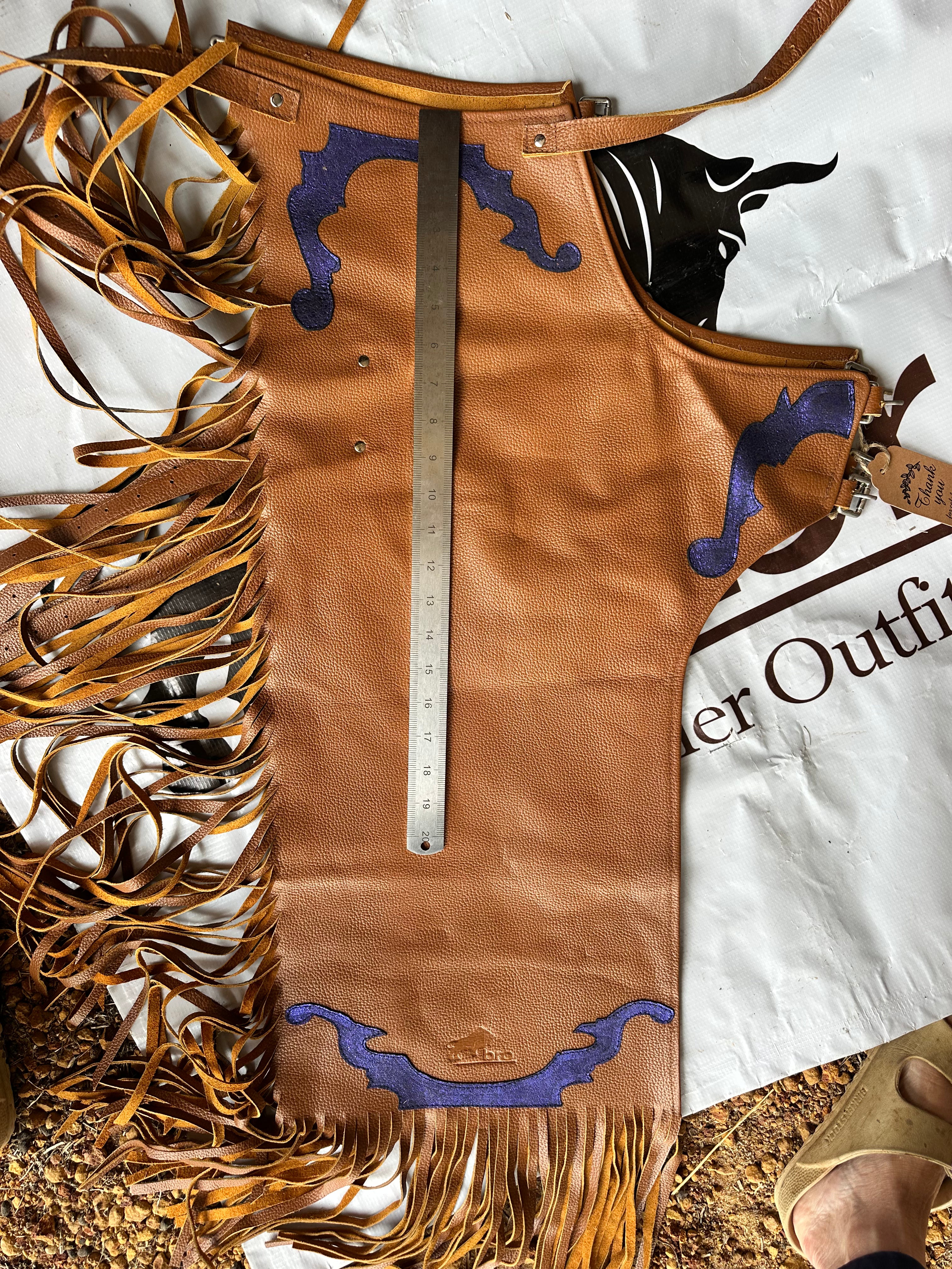 BRO Chaps Tan with Blue Trim - Child