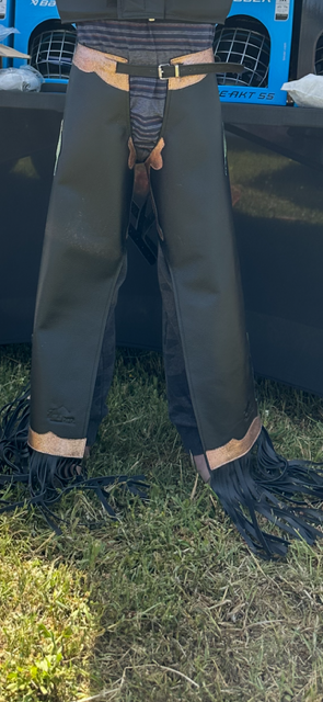 BRO Chaps Black Leather Tan Trim - Child