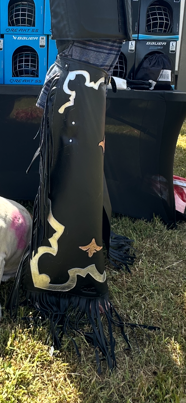 BRO Chaps Black Leather Decorative Trim - Child