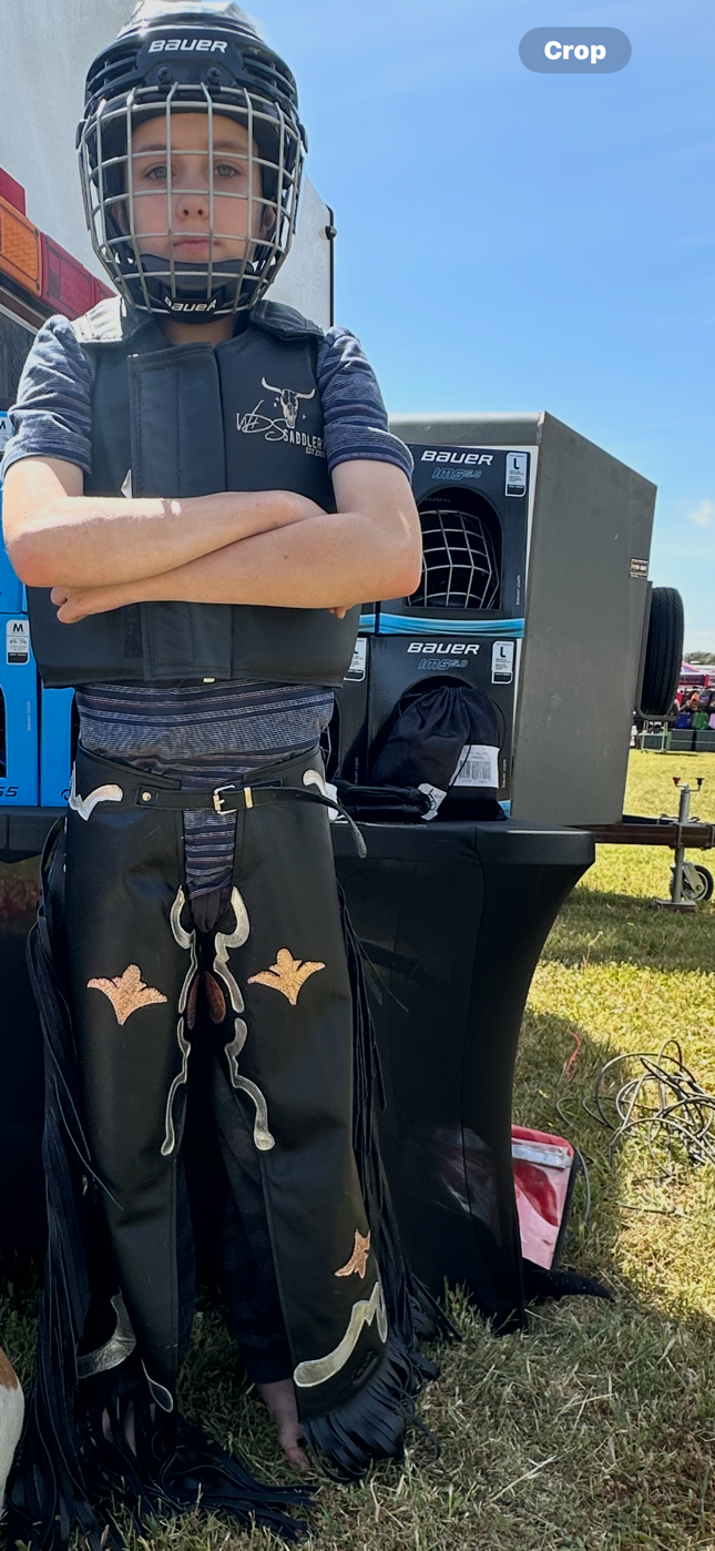 BRO Chaps Black Leather Decorative Trim - Child