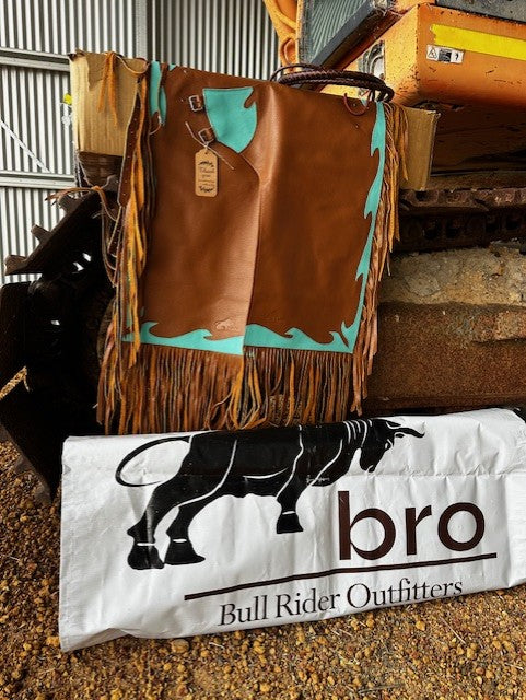 BRO Chaps Tan with Aqua Trim - Child