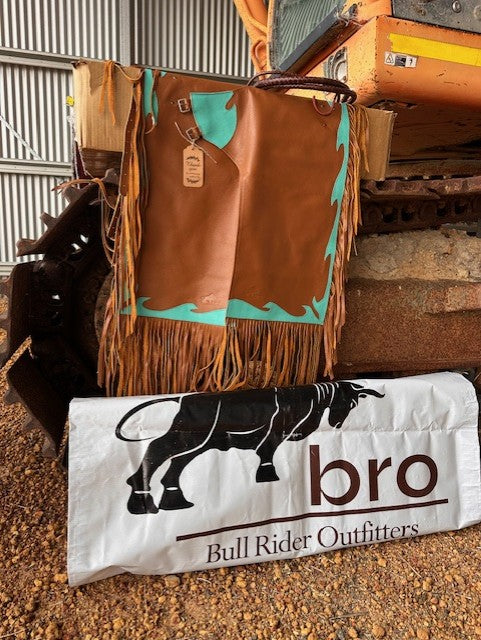 BRO Chaps Tan with Aqua Trim - Child